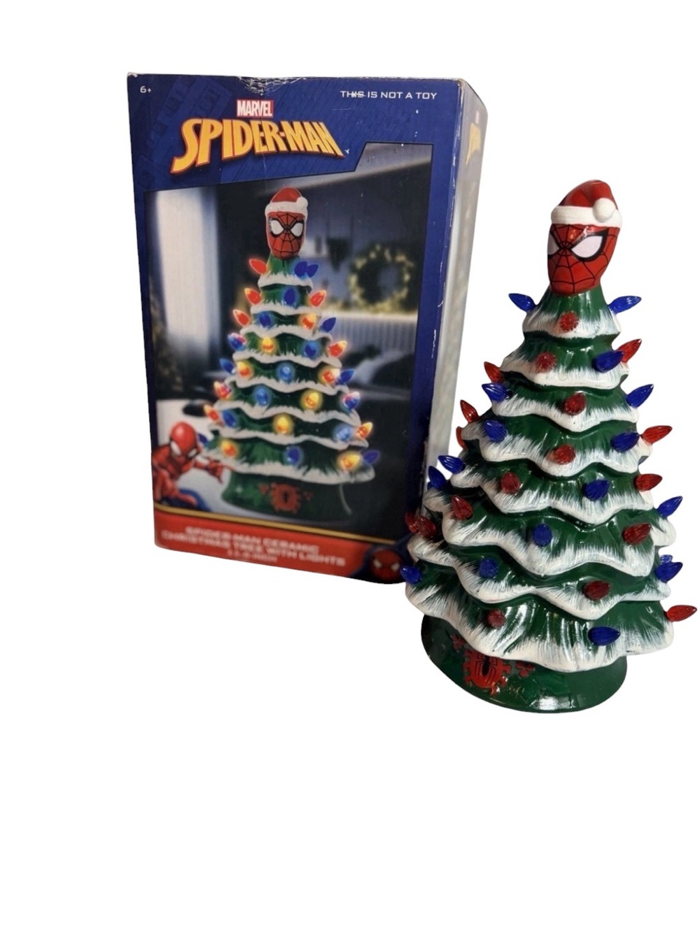 Marvel Spider-Man Christmas Tree With Lights 11.6” Holiday Marvel Spider Man